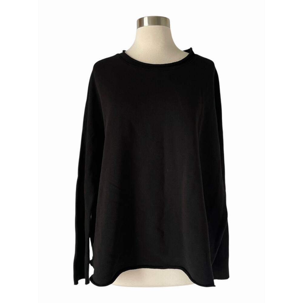 Frank & Elieen Anna Long Sleeve Capelet Triple Terry Fleece Black - Picture 2 of 7